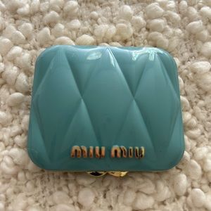 Last ones! Unopened NEW MIU MIU Tiffany teal mini compact pocket mirror in dus…